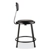 National Public Seating 6400 Series Heavy Duty Vinyl Padded Stool w/Backrest, 18in. Seat Ht, Black Seat/Back/Base 6418B10